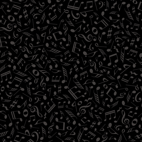 QUILTING ILLUSIONS - Musical Notes - black